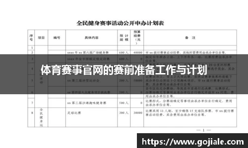 体育赛事官网的赛前准备工作与计划